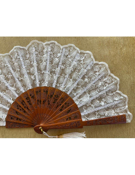 Abanico puntilla marfil