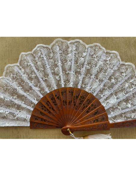 Abanico puntilla marfil