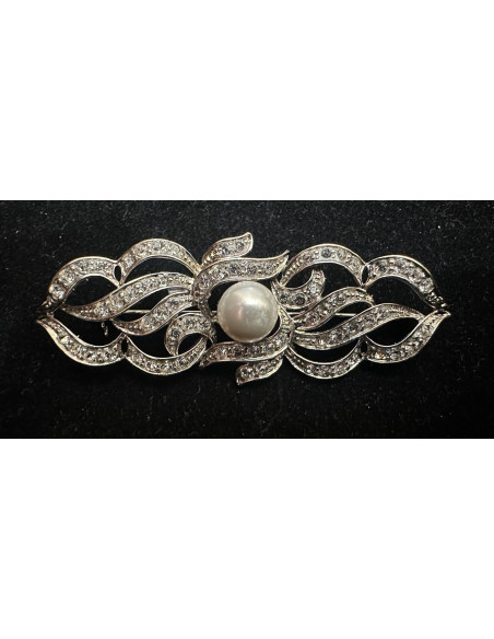 Broche rodio perla