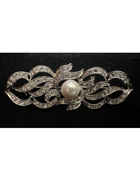 Broche rodio perla