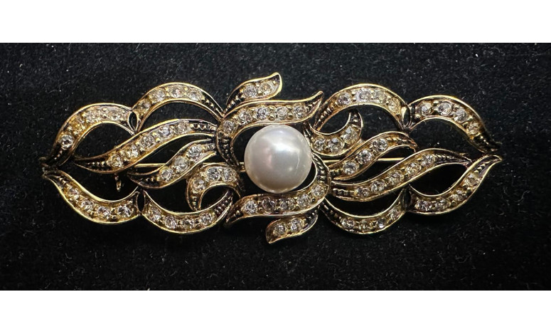 Broche rodio perla