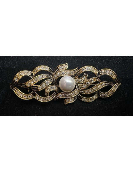 Broche rodio perla