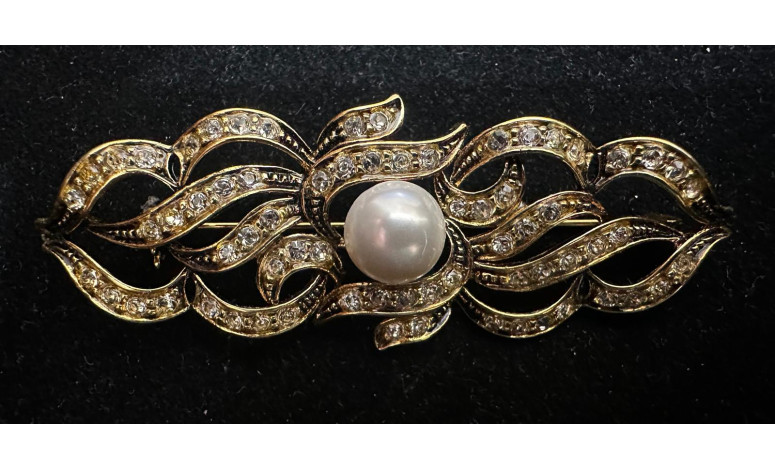 Broche rodio perla