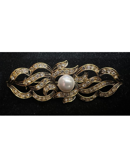 Broche rodio perla