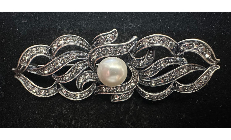 Broche rodio perla