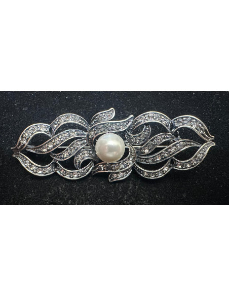 Broche rodio perla