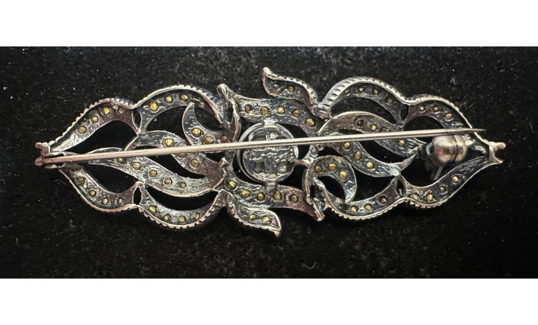 Broche rodio perla