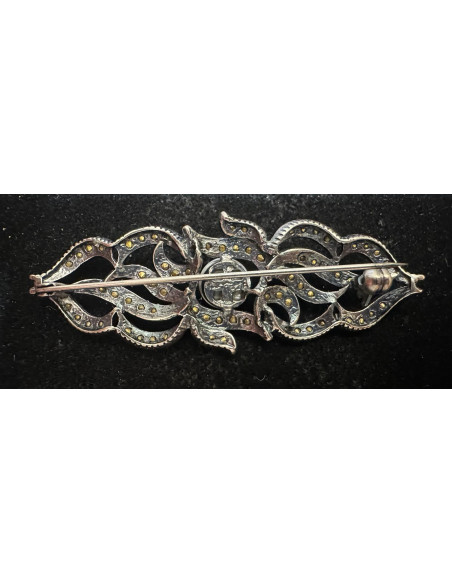 Broche rodio perla