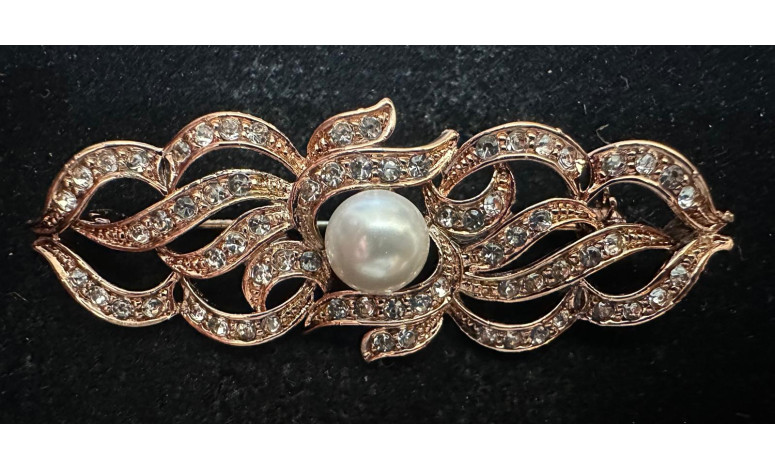 Broche rodio perla