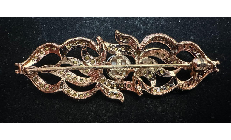 Broche rodio perla