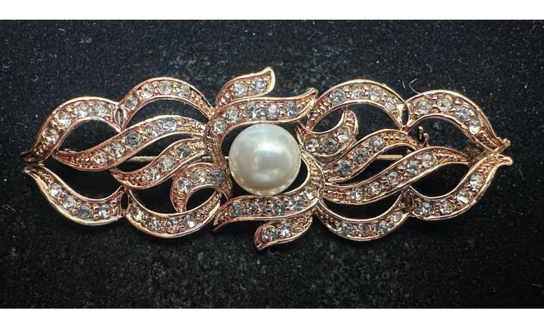 Broche rodio perla