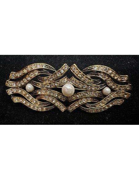 Broche rodio perlas