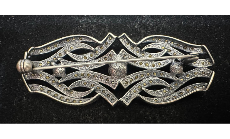Broche rodio perlas