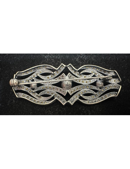 Broche rodio perlas