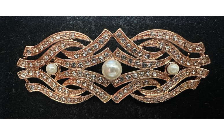 Broche rodio perlas