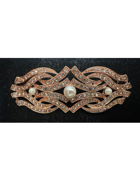 Broche rodio perlas