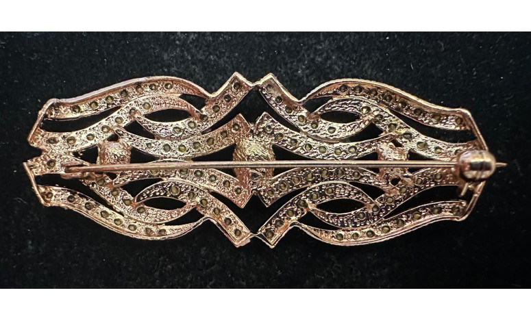Broche rodio perlas