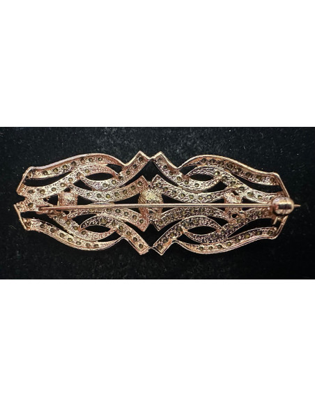 Broche rodio perlas