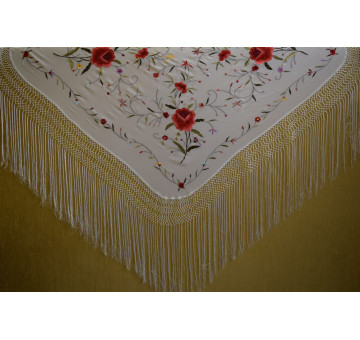 Mantón bordado a mano en seda 115 cm 2