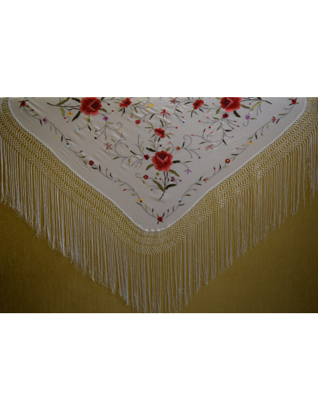 Mantón bordado a mano en seda 115 cm