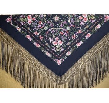 Mantón bordado a mano en seda 140cm