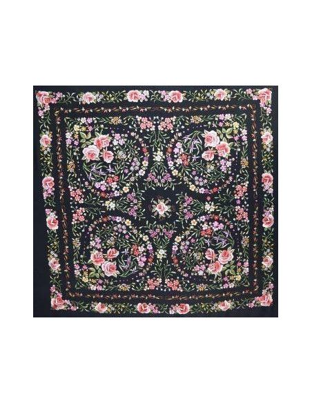Mantón bordado a mano en seda 140cm