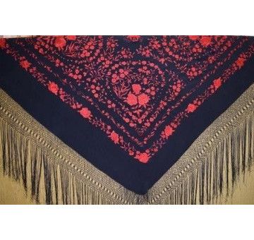 Mantón bordado a mano en seda 140cm 2
