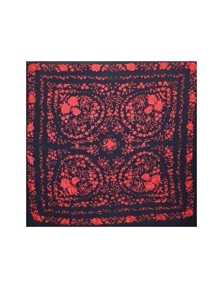 Mantón bordado a mano en seda 140cm