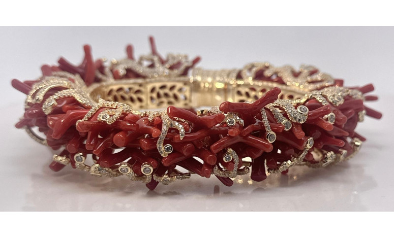 Pulsera coral plata chapada