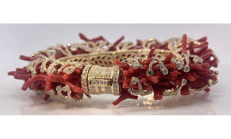 Pulsera coral plata chapada