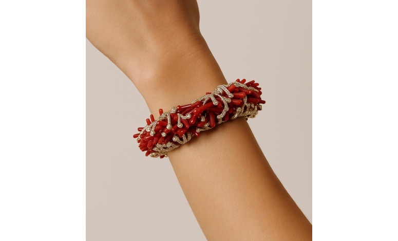 Pulsera coral plata chapada