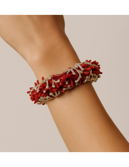Pulsera coral plata chapada