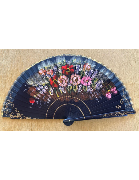 Abanico flores 2caras 23cm