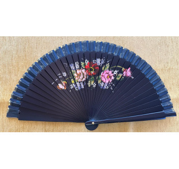 Abanico flores 2caras 23cm 2