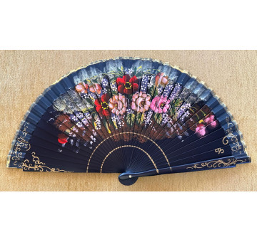 Abanico flores 2caras 23cm 2