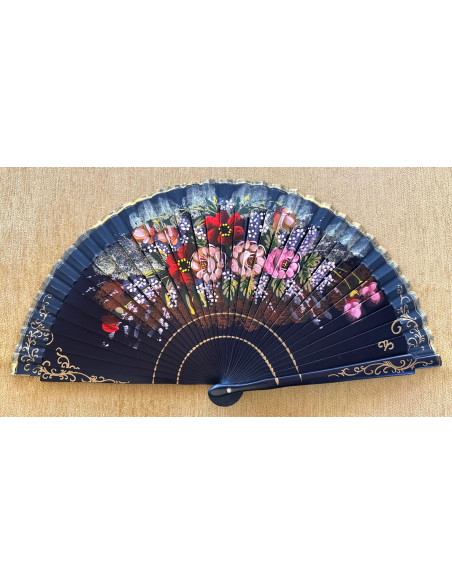 Abanico flores 2caras 23cm
