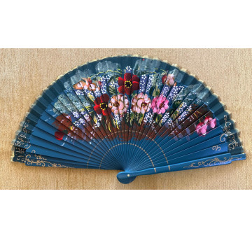 Abanico flores 2caras 23cm 2
