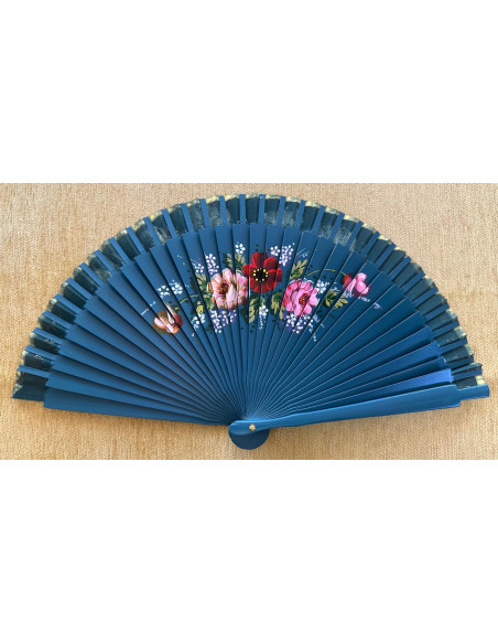 Abanico flores 2caras 23cm