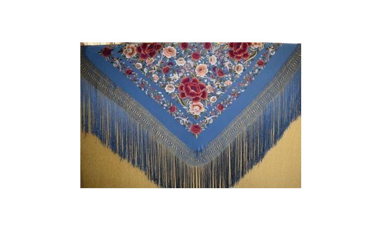 Mantón bordado a mano en seda 140cm