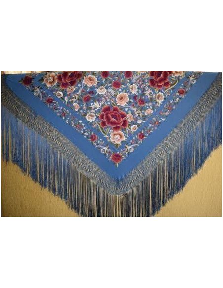 Mantón bordado a mano en seda 140cm