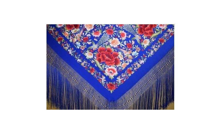 Mantón bordado a mano en seda 140cm