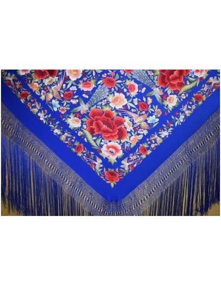 Mantón bordado a mano en seda 140cm