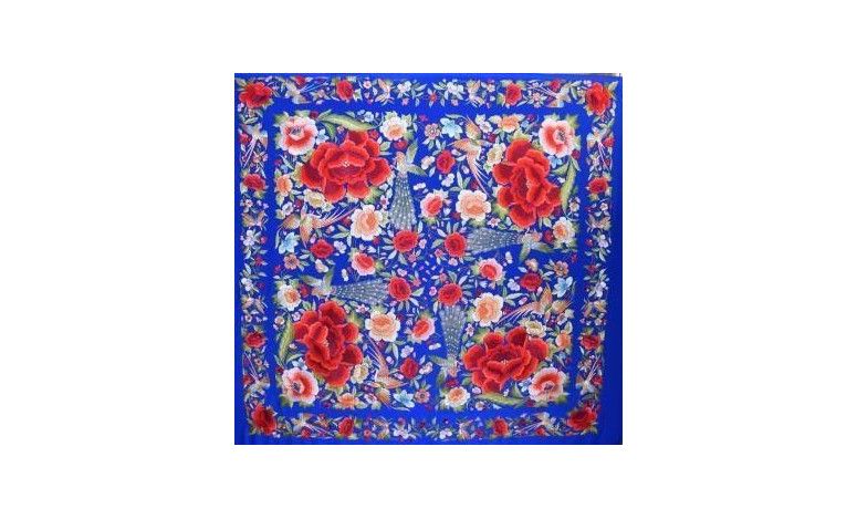 Mantón bordado a mano en seda 140cm