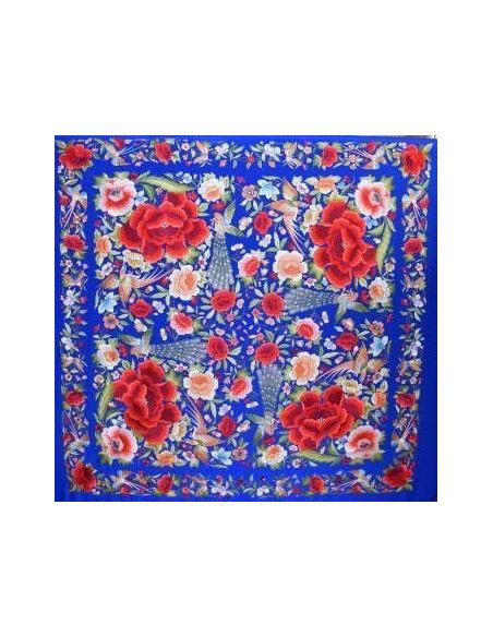 Mantón bordado a mano en seda 140cm