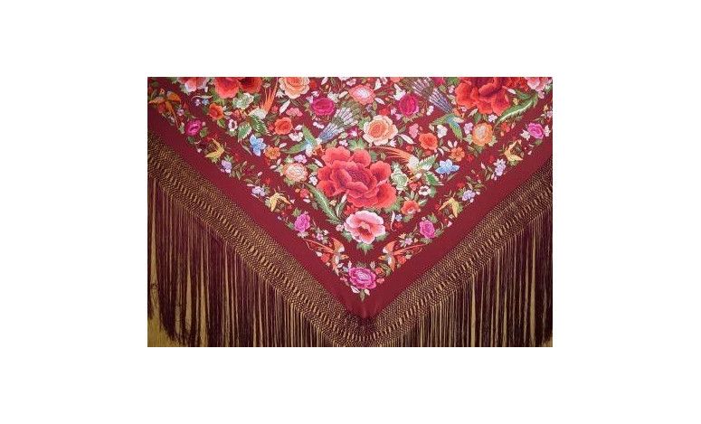 Mantón bordado a mano en seda 140cm