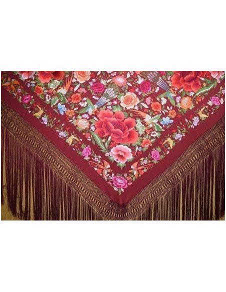 Mantón bordado a mano en seda 140cm