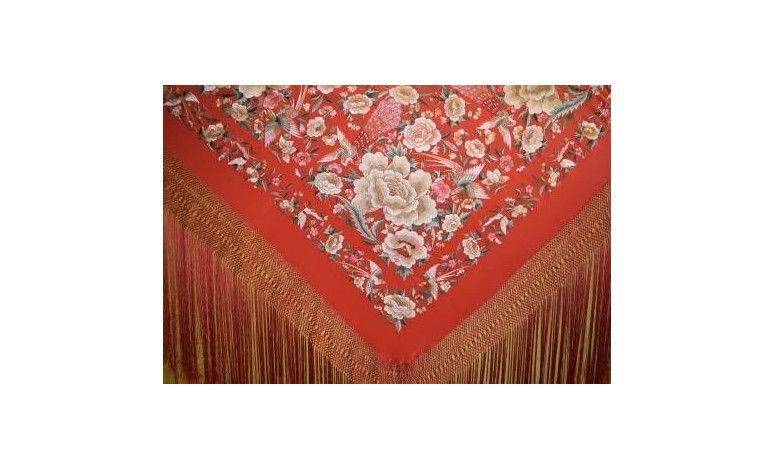 Mantón bordado a mano en seda 140cm
