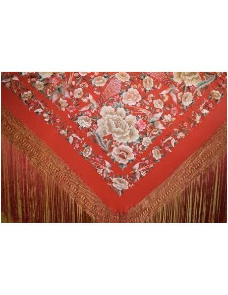 Mantón bordado a mano en seda 140cm