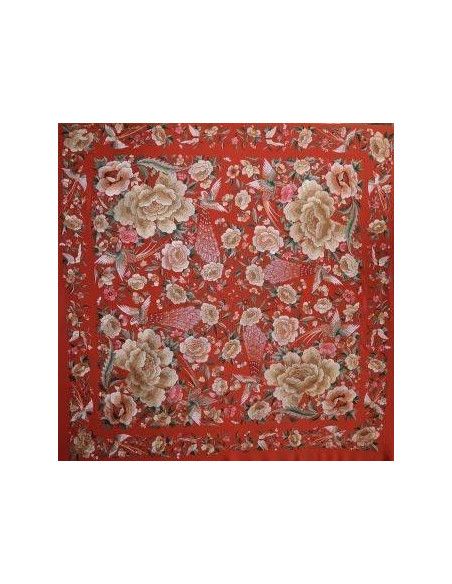 Mantón bordado a mano en seda 140cm