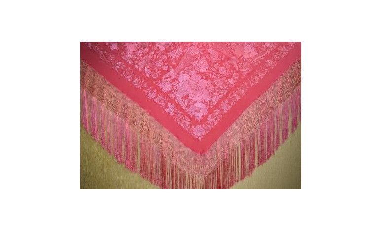 Mantón bordado a mano en seda 140cm